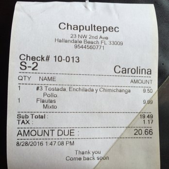 Chapultepec - Excellent ! - Mexican Near Me - Hallandale Beach, Florida