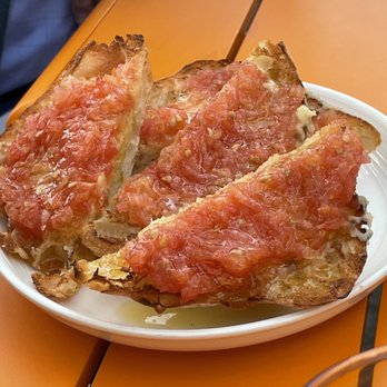 Bravas Bar de Tapas - Classic dish - tomatoes on garlic rubbed toast. - Spanish Near Me - Healdsburg, California Bravas Bar de Tapas - Classic dish - tomatoes on garlic rubbed toast. - Spanish Near Me - Healdsburg, California
