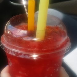 Pepes Fruteria y Taqueria - Watermelon shaved ice drink with extra chili just like she likes it!