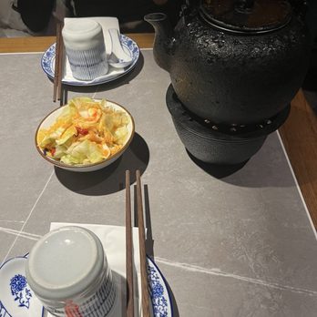 Mountain House - Pickled cabbage (free appetizer) and jasmine tea - Szechuan Near Me - Boston, Massachusetts
