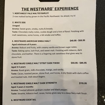 Westward Whiskey - Their $28 whiskey flight - Distilleries Near Me - Portland, Oregon Westward Whiskey - Their $28 whiskey flight - Distilleries Near Me - Portland, Oregon