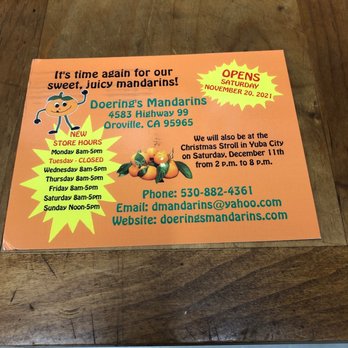 Doering's Mandarins - a sign for a restaurant - Fruits & Veggies Near Me - Oroville, California