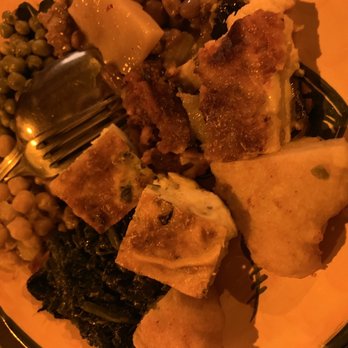 La Tagliata - Weird dish of chick peas, eggs, spinach and other things as well (bad lighting) - Italian Near Me - Positano, SA La Tagliata - Weird dish of chick peas, eggs, spinach and other things as well (bad lighting) - Italian Near Me - Positano, SA