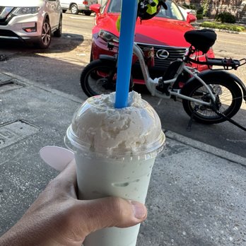 Waffle Cone - Birthday Milkshake made with almond milk. Loved it! One of the best I've had. - Ice Cream & Frozen Yogurt Near Me - Jacksonville, Florida Waffle Cone - Birthday Milkshake made with almond milk. Loved it! One of the best I've had. - Ice Cream & Frozen Yogurt Near Me - Jacksonville, Florida