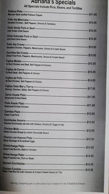 Menu photo 2 Adriana's Mexican Restaurant Cottonwood, AZ Menu photo 2 Adriana's Mexican Restaurant Cottonwood, AZ