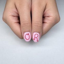 Midcity Nails - Custom hand-painted Olivia Rodrigo-inspired nails Playful hearts, ribbons & edgy details create this sweet-meets-angsty look.