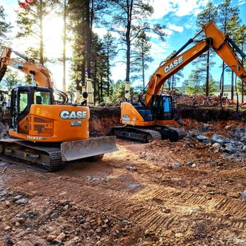 Campbell Excavating - two excavators working on a construction site - Excavation Services Near Me