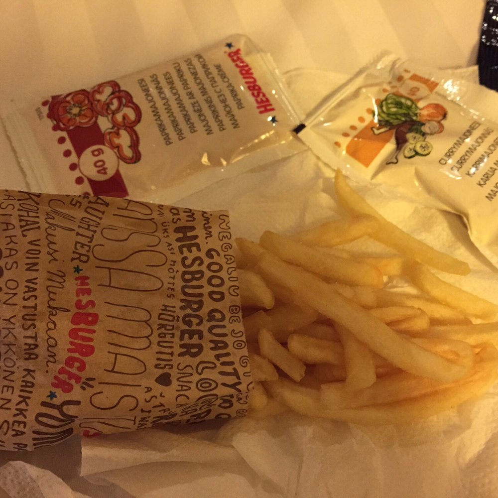 Hesburger - fries with dip packets - Burgers Near Me - Helsinki, 18