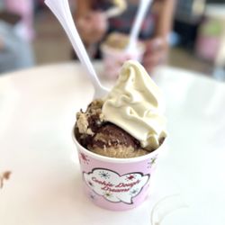 Cookie Dough Dreams - Brookie Cookie Dough w/ Vanilla soft serve (medium pictured here)