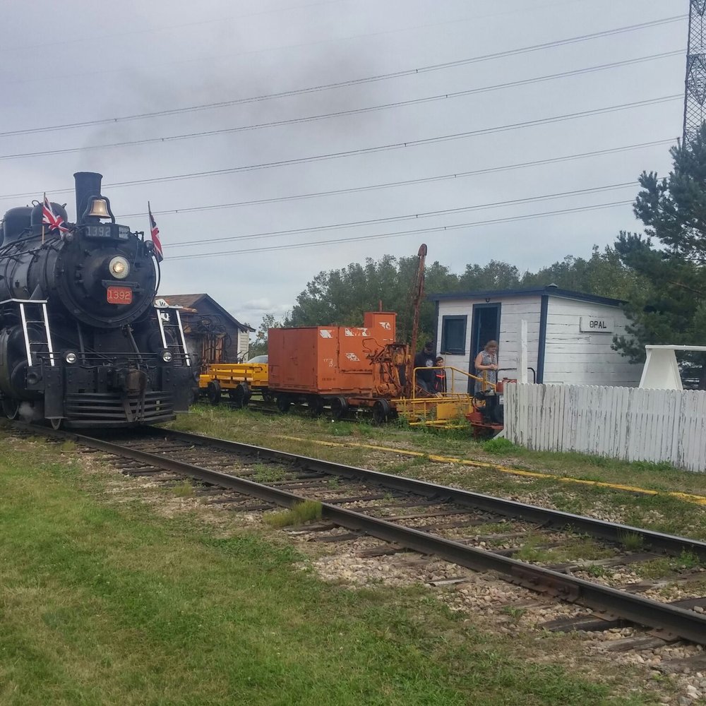 Alberta Railway Museum - Or train parked at Opal station, that's the tiny white building on the right - Museums Near Me - Edmonton, Alberta