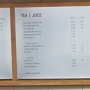7 Leaves Cafe - Menu as of September 2019. Their drinks range from $3.90 to $4.50 for a regular size. - Coffee & Tea Near Me - Cerritos, California