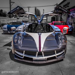 Photo of Sticker City - Sherman Oaks, CA, US. XPEL Ultimate on Pagani Huaya and custom wrap on Bugattis.