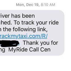 Premium Car Chauffeured Services - Automated text message telling me a driver was on their way... except they never dispatched a car. Clearly a flawed system.