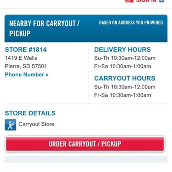Domino's Pizza - False advertisement for people trying to do delivery on Saturday nights because they don't. - Pizza Near Me - Pierre, South Dakota Domino's Pizza - False advertisement for people trying to do delivery on Saturday nights because they don't. - Pizza Near Me - Pierre, South Dakota