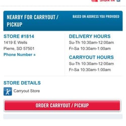 Domino's Pizza - False advertisement for people trying to do delivery on Saturday nights because they don't.