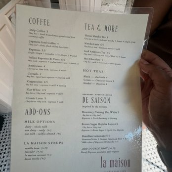 La Maison by Cafe Dear Leon - Beverage menu - Coffee & Tea Near Me - Baltimore, Maryland