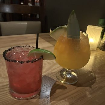 Bonefish Grill - L-R Dragonfruit Margarita; Coral reef punch - Seafood Near Me - Paramus, New Jersey