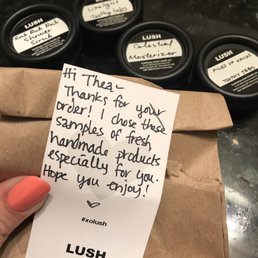 Unprompted customized large samples, with a sweet handwritten note.