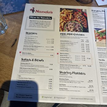Nando's - Menu - Chicken Shop Near Me - Wimbledon, XGL Nando's - Menu - Chicken Shop Near Me - Wimbledon, XGL