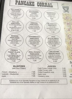 Menu photo 8 Chace's Pancake Corral Bellevue, WA