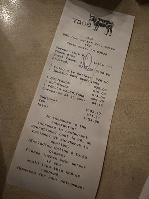 Menu photo 3 Vaca Costa Mesa, CA