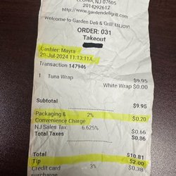 EXTRA fees! Unauthorized charges(TIP) said not to charge my card and were still charged and never notified. Will report to my credit card!