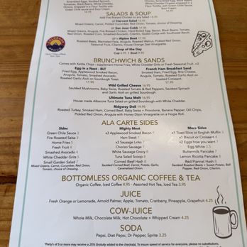 Kate's Place - Menu page 1 - Menu from Kate's Place in Ridgway, CO, offering breakfast burritos, salads, sandwiches, and sides, with options like Lemon Ricotta Pancakes and Rib Eye Sandwich. - American Near Me - Ridgway, Colorado