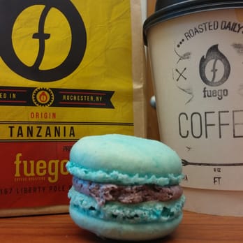 Fuego Coffee Roasters - Blueberry Quince macaroon from @ScratchBakeshop and Tanzania coffee from @FuegoRoasters, oh my! - Coffee Roasteries Near Me - Rochester, New York Fuego Coffee Roasters - Blueberry Quince macaroon from @ScratchBakeshop and Tanzania coffee from @FuegoRoasters, oh my! - Coffee Roasteries Near Me - Rochester, New York