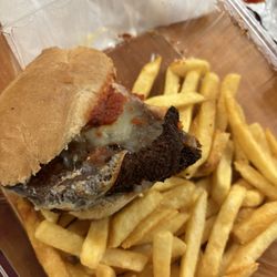 Zanders Bistro - Chicken parm sandwich and fries