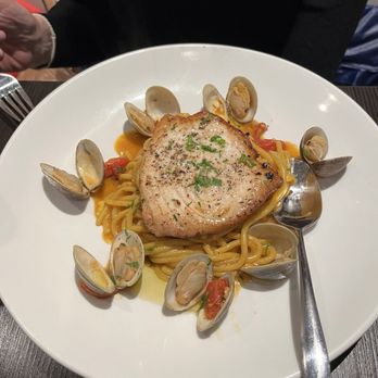 Moma Mediterranean Kitchen - Spaghetti with Clams and Swordfish - Mediterranean Near Me - Glenside, Pennsylvania