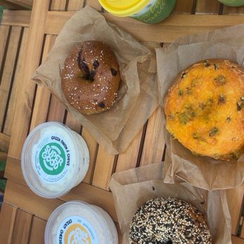 Super Good Bagel - Jalepeño bagel, everything bagel, salty chocolate chip bagel, banana cookie schemer, green onion and chive schemer - Bagels Near Me - Newport Beach, California Super Good Bagel - Jalepeño bagel, everything bagel, salty chocolate chip bagel, banana cookie schemer, green onion and chive schemer - Bagels Near Me - Newport Beach, California