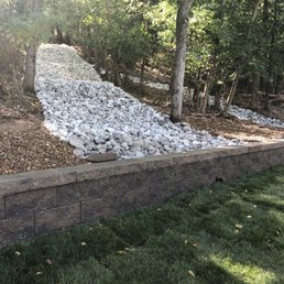 a pile of rocks on a retaining wall a pile of rocks on a retaining wall