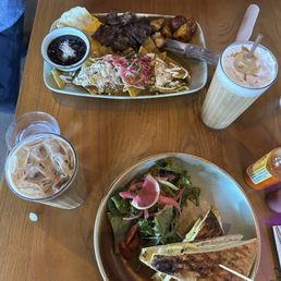 Chilaquiles & Panini; iced lattes