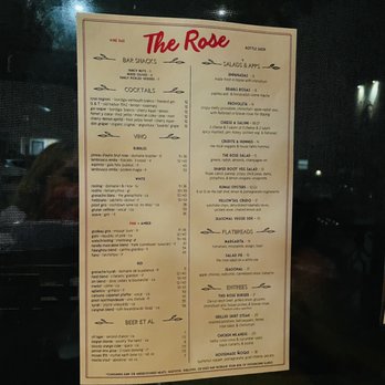 The Rose - Menu - Wine Bars Near Me - San Diego, California