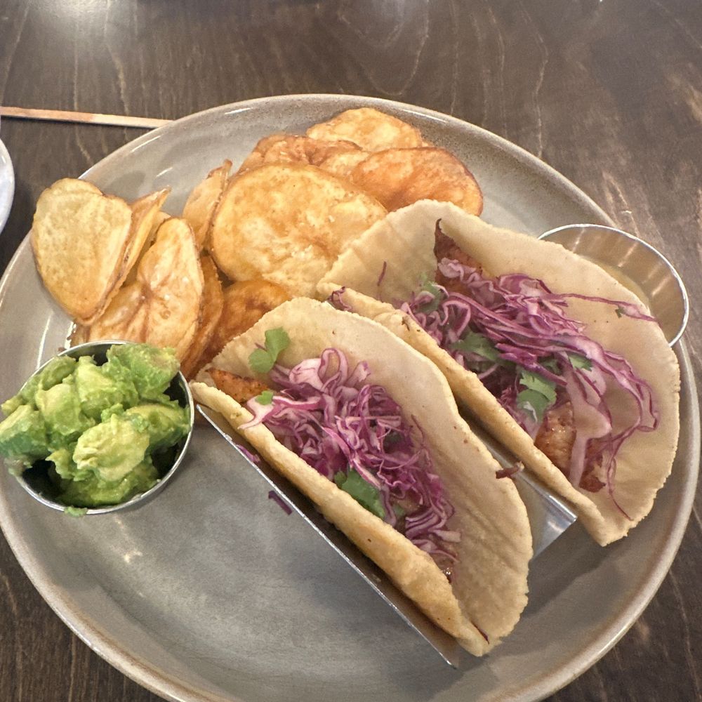 Fish tacos - Nicely done - one can substitute the chips for other size (may be an upsize minor charge)