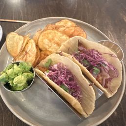 Fish tacos - Nicely done - one can substitute the chips for other size (may be an upsize minor charge) Fish tacos - Nicely done - one can substitute the chips for other size (may be an upsize minor charge)