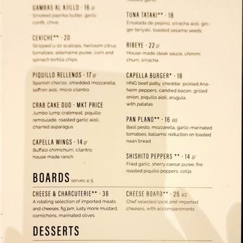 Capella on 9 - Tapas/Small Plates Near Me - Asheville, North Carolina