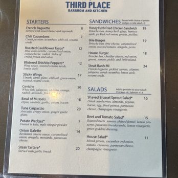 The Third Place - Menu - Bars Near Me - Lancaster, California