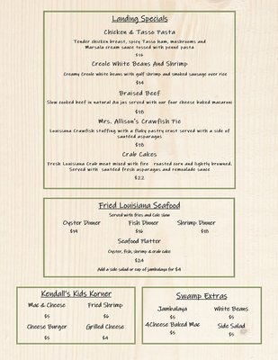 Menu photo 8 Segnette Landing Westwego, LA