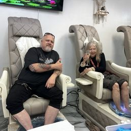 My mother and I getting her first mani-pedi.