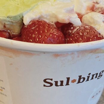 Sulbing Cafe - Strawberry cheese melon bingsu - Shaved Snow Near Me - Vancouver, British Columbia