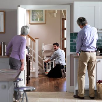 Arrow Lift - Stair Lift being installed in a home - Elevator Services Near Me - Urbandale, Iowa Arrow Lift - Stair Lift being installed in a home - Elevator Services Near Me - Urbandale, Iowa