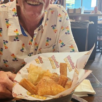 Nacho Daddy - Dessert, which was freshly made Churros and Sopaipillas with 3 dipping sauces! Chocolate, raspberry, and butterscotch! - New American Near Me - Las Vegas, Nevada