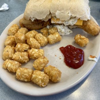 115 Restaurant & Truckstop - Mega Fish Sandwich with Tots - American Near Me - Marshall, Michigan 115 Restaurant & Truckstop - Mega Fish Sandwich with Tots - American Near Me - Marshall, Michigan