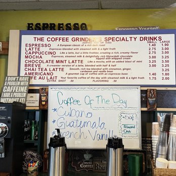 The Coffee Grinder - specialty drink menu - Coffee & Tea Near Me - Jacksonville, Florida