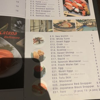 Katana - Menü - Sushi Bars Near Me - Baltimore, Maryland