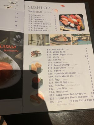 Menu photo 2 Katana Baltimore, MD