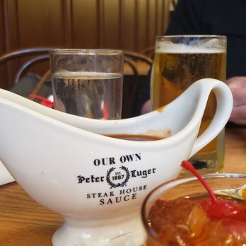 Peter Luger - Steak sauce (which you can buy in select grocers) and an Old Fashioned - Steakhouses Near Me - Brooklyn, New York Peter Luger - Steak sauce (which you can buy in select grocers) and an Old Fashioned - Steakhouses Near Me - Brooklyn, New York