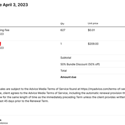 The monthly invoice has a subtle notification about Renewal. The only thing in 'bold' is the Amount Due.