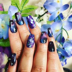 Rachel’s nail studio - Galaxy cat eyes gel design